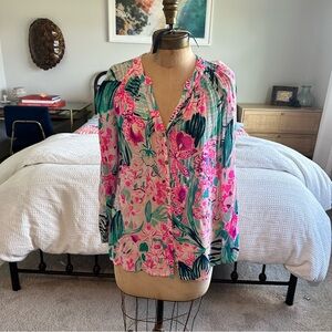 Lilly Pulitzer Button Front Elsa Via Floral EUC